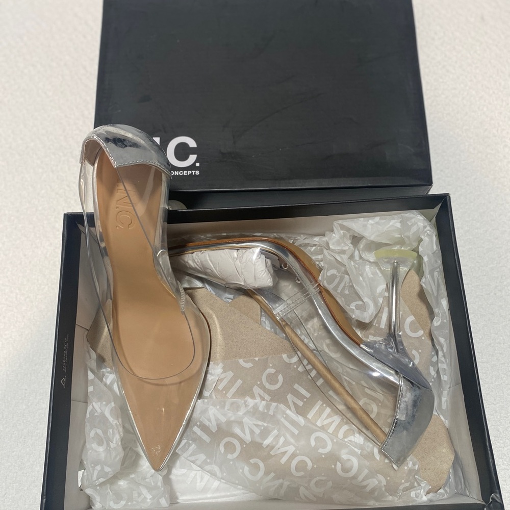 INC International Concepts Women's Silver and Tan Heels
